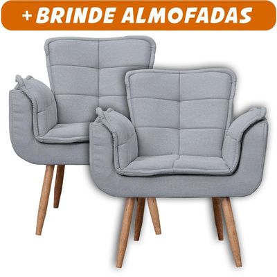 Kit 2x Poltronas Opala Para Sala Cadeira Elegante Com Apoio De Braço Em Veludo - Sentô Grafite