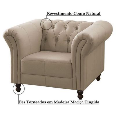 Kit 02 Poltronas Decorativa Couro Bege 66