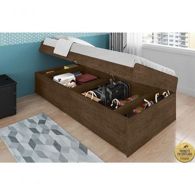 Cama Baú Camila Solteiro 0,88 Framar Malbec