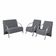 Conjunto Poltrona Vênus Braço Alumínio Suede Grafite