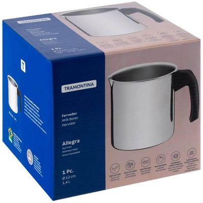 Fervedor 12cm Tramontina Inox 1,4L Allegra Cabo Baquelite Canecão Leiteira