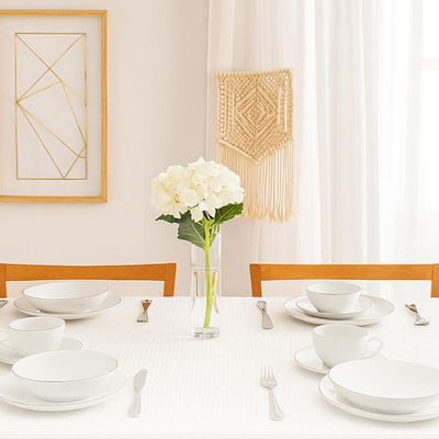 Jogo de Jantar 20 Peças Tramontina Atena Porcelana Branco 4 Pessoas Filete Prata