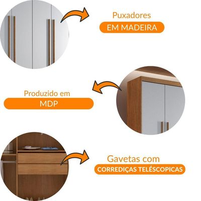 Guarda Roupa Casal Heros 6 Portas Com Pés Moderna Imbuia/off White