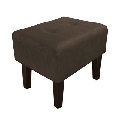 Kit 01 Poltrona e 01 Puff Lívia Suede Marrom Pés Trapézio