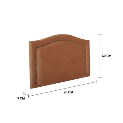 Cabeceira Solteiro Curva Luxo 90x60 Veludo Terracota - Tachas Fumê