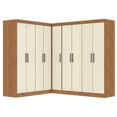 Guarda Roupas Modulado De Canto Madrid Com 9 Portas Maxel Madeirado/off White