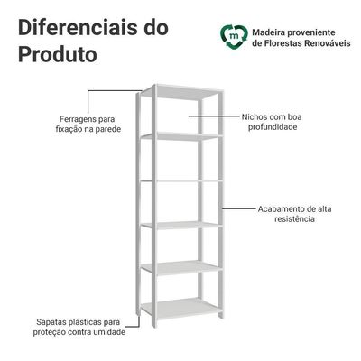 Guarda-roupa Closet Modulado 5 Prateleiras 59cm Valencia Madesa Branco