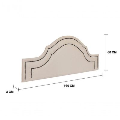 Cabeceira Queen Luxo 160x60 Courino Off White Tachas Fumê