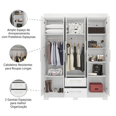 Guarda Roupas Casal 6 Portas 2 Gavetas Libano  Flex Notável