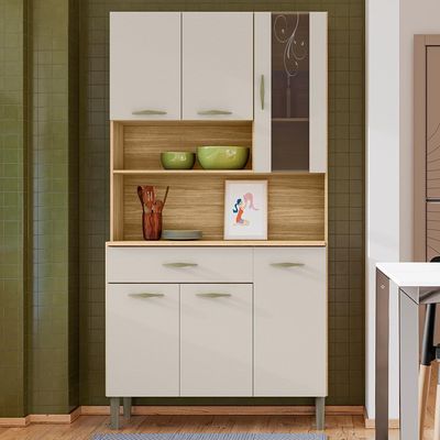Kit Cozinha 6 portas 1 gaveta 91 Cm Golden Ktp Freijo Soft