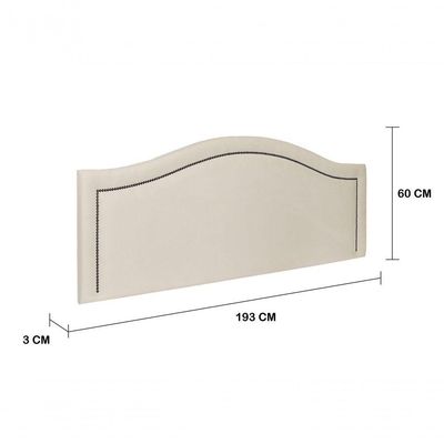 Cabeceira King Curva Luxo 193x60 Suede Off White - Tachas Fumê