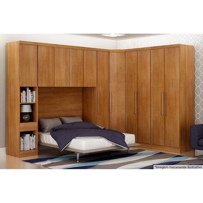 Guarda Roupa Closet De Quarto De Canto Obliquo Rizon-linea C- 1 Porta Cumaru-fendi 25 - Novo Horizonte