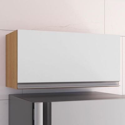 Armário Aéreo De Cozinha Para Geladeira Andréia 1 Porta 60cm Amêndoa/Branco