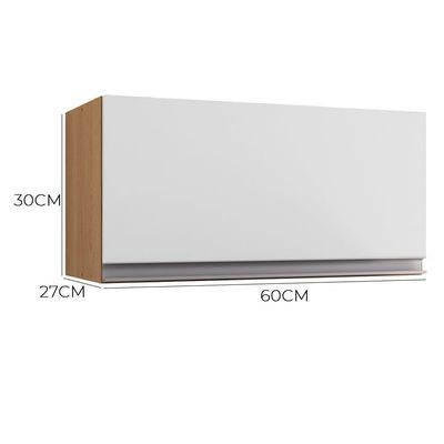 Armário Aéreo De Cozinha Para Geladeira Andréia 1 Porta 60cm Amêndoa/Branco
