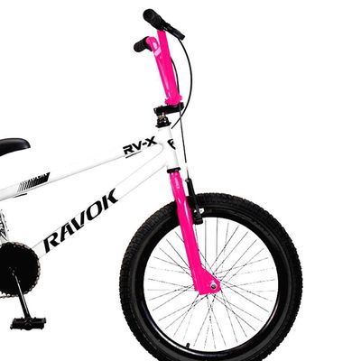 Bicicleta Bmx Cross Aro 20 Rv-x Aro Aero Freio V-Brake Ravok Branco E Rosa
