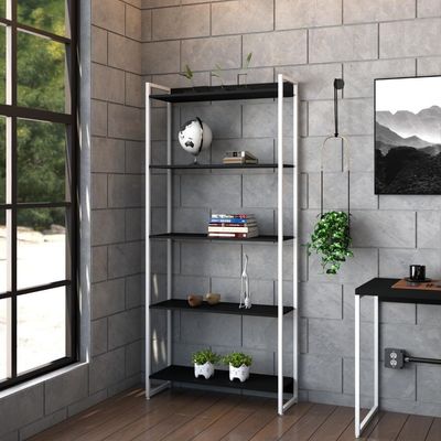 Estante Dynamica 80x30x187cm C/05 Prateleiras Preto ônix / Est.branca Preto ônix / Est.branca