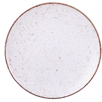 Jogo 12 Pratos Rasos Tramontina Rústico Marrom Porcelana 28cm Restaurante Mesa Posta