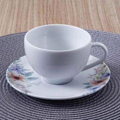 Jogo 12 Xícaras de Café com Pires Porcelana 100ml Tramontina Floratta Restaurante Padaria
