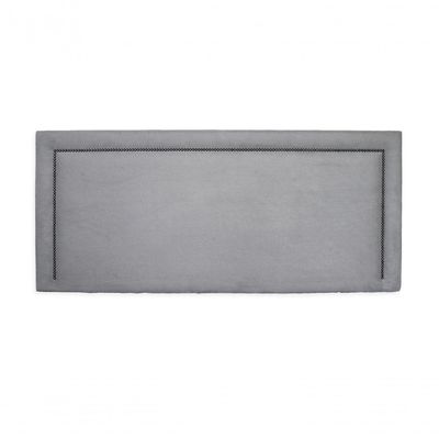 Cabeceira Casal Reta Luxo 140x60 Suede Cinza - Tachas Fumê