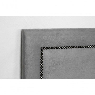 Cabeceira Casal Reta Luxo 140x60 Suede Cinza - Tachas Fumê