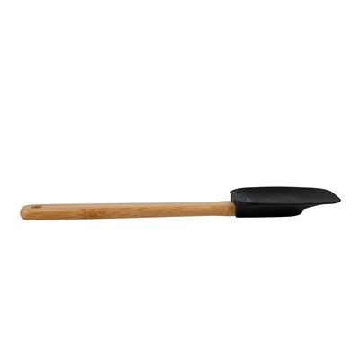 Espátula Oval Silicone e Bamboo Preto