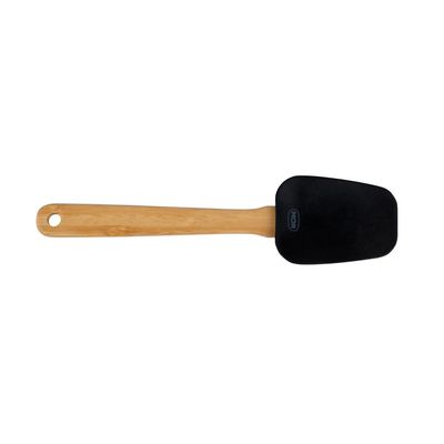 Espátula Oval Silicone e Bamboo Preto