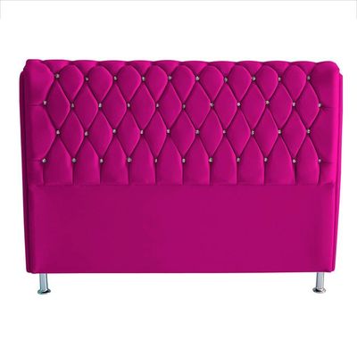Cabeceira De Cama Box Londres Casal Queen 160 Cm Suede Botão De Strass Rosa Pink Do Lar Móveis E Decoração