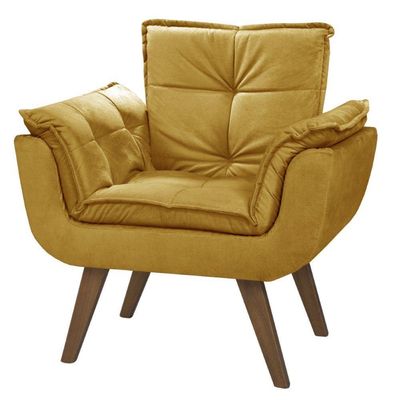 Poltrona Orion 1 Lugar Base Palito Tecido Amarelo
