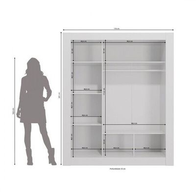 Guarda-roupa Cbm563 3 Portas De Correr E Espelho Kappersberg Branco