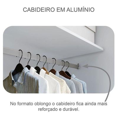 Guarda Roupa Casal Ambiente New Messina 6 Portas 4 Gavetas Neve