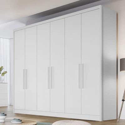 Guarda Roupa Casal Ambiente New Messina 6 Portas 4 Gavetas Neve