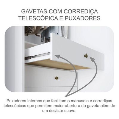 Guarda Roupa Casal Ambiente New Messina 6 Portas 4 Gavetas Neve