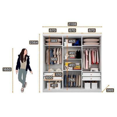 Guarda Roupa Casal Ambiente New Messina 6 Portas 4 Gavetas Neve