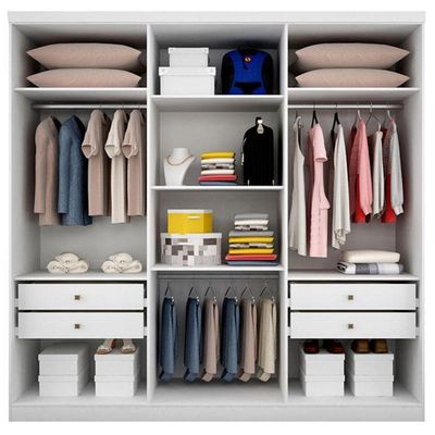 Guarda Roupa Casal Ambiente New Messina 6 Portas 4 Gavetas Neve