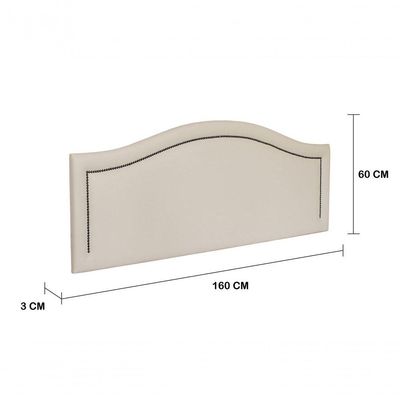Cabeceira Queen Curva Luxo 160x60 Courino Off White - Tachas Fumê