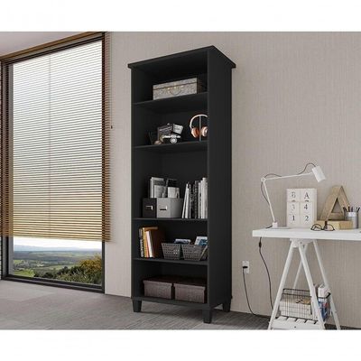 Armário Organizador Multiuso Com Prateleiras Library Preto - Luapa