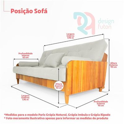 Sofá Cama Paris Ripado Branco Sarja Amarelo Madeira Nobre