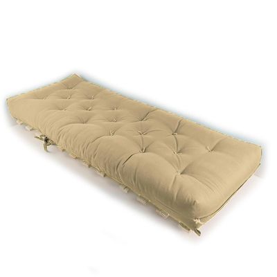 Sofa Cama Solteiro Futon Dobrável Bege Sarja Impermeável