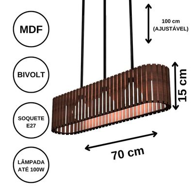 Luminária Pendente Via Láctea Modelo Ripado - Preta
