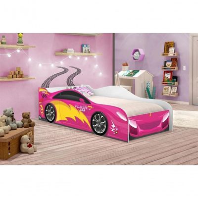 Cama Infantil Carro Velocista Pink Com Colchão