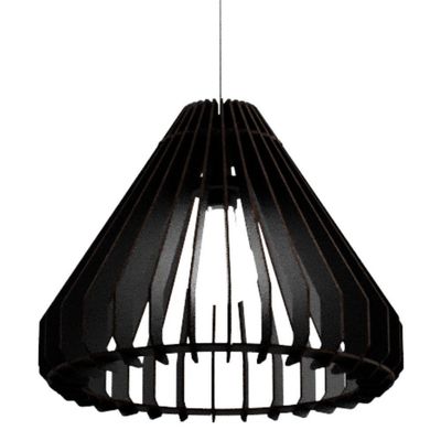 Luminária Teto Tipo Pendente Cone Mdf - Completa Cor: Preta