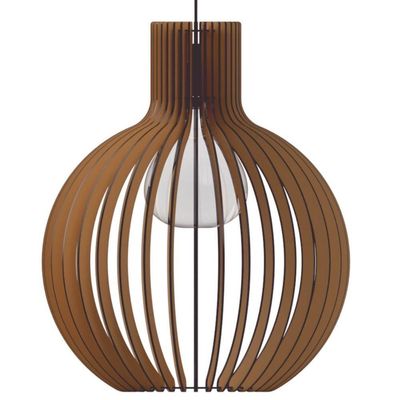 Luminária Teto Tipo Pendente Cúpula Mdf - Completa Cor: Mdf Cru