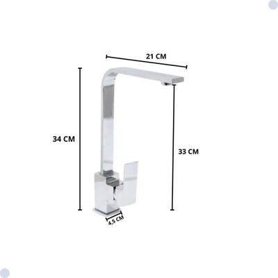 Torneira Gourmet Slim Quadrada Misturador Monocomando Cromada