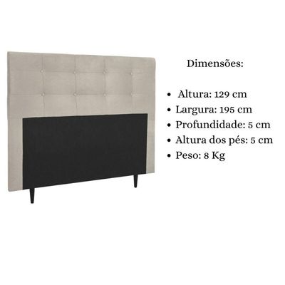 Cabeceira Estofada Cama King 195 Cm Helena Suede Bege