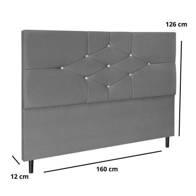 Cabeceira Cama Box Queen 160cm Camboriú Suede Cinza E Frame