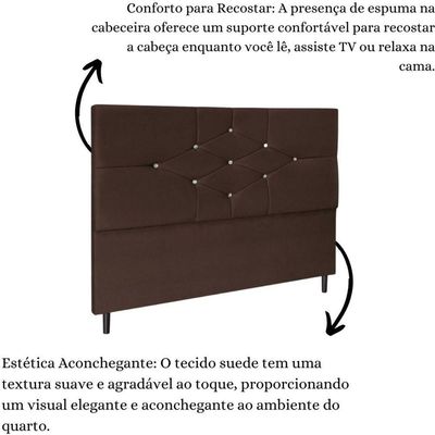 Cabeceira Cama Casal 140 Cm Camboriú Suede Marrom E-frame