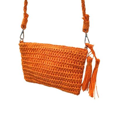 Bolsa Artesanal Lateral Transversal Casual Praia Festa Laranja