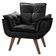 Poltrona Orion 1 Lugar Base Palito Suede Tecido Preto