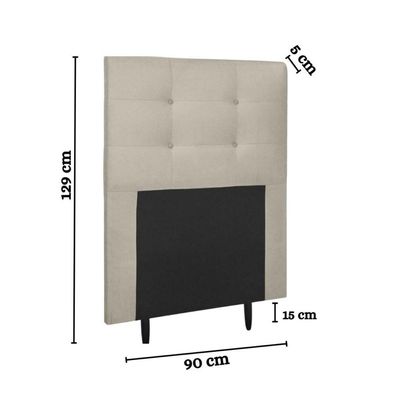 Cabeceira Estofada Cama Box Solteiro 90 Cm Helena Suede Bege