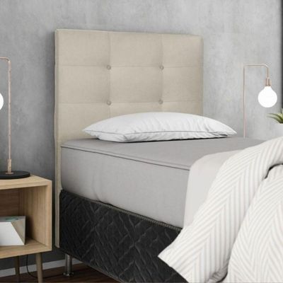 Cabeceira Estofada Cama Box Solteiro 90 Cm Helena Suede Bege